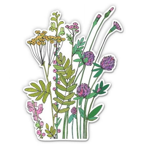 Wildflowers Summer Field - 5" Vinyl Sticker - For Car Laptop I-Pad - Waterproof Decal