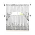 thumbnail image 1 of Wildflowers Swag Kitchen Curtains Sets for Windows 24 Inch Length, Spring Country Black Grey Floral Leaf Plant Short Window Curtain Panels Swags Valances and Tiers 3 Piece Set for Cafe/Dining Room, 1 of 5