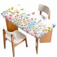 thumbnail image 1 of Wildflowers Table Cloths for 4 Foot Rectangle Tables, Farmhouse Country Dragonfly Butterfly Floral Patio Waterproof Elastic Fitted Tablecloths, Washable Rectangular Table Cover for Camping, 1 of 8