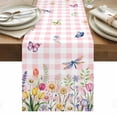 thumbnail image 1 of Wildflowers Table Runner - 108 Inch Long, Kitchen Dining Table Runner Dresser Scarves, Spring Watercolor Tulip Floral Leaf Pink Plaid Farmhouse Decor for Coffee Tables Wedding Party Banquet, 1 of 8