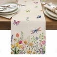thumbnail image 1 of Wildflowers Table Runner - 60 Inch Long, Kitchen Dining Table Runner Dresser Scarves, Spring Vintage Tulip Butterfly Floral Leaf Farmhouse Decor for Coffee Tables Wedding Party Banquet, 1 of 8