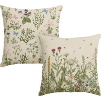 Wildflowers Throw Pillow Covers Set of 2, 18 x 18 Inch Spring Flower Holiday Cushion Case Decoration for Sofa Couch