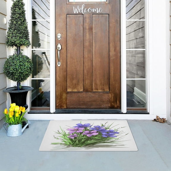 Wildflowers Outdoor Doormats NonSlip Bath Rugs Absorbent Muddy Dirt Resist Door Mats 32''x20''