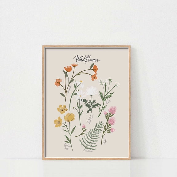 Wildflowers Wall Art Spring Botanical Poster Artneutral Decor Flower Nature Poster, Unframed Poster Size 8x12