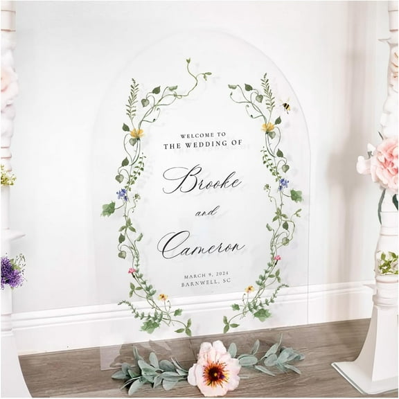 Wildflowers Wedding Welcome Sign - Customized Floral Sign - Welcome to the Wedding of - Decorations (Paper)
