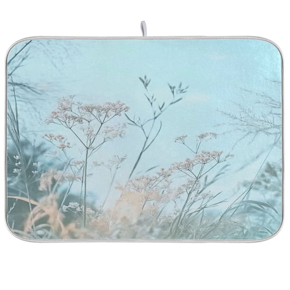 Wildflowers and Grasses Dish Drying Mat Kitchen Mats Microfiber Counter Absorbent Dish Pad Drainer Rack