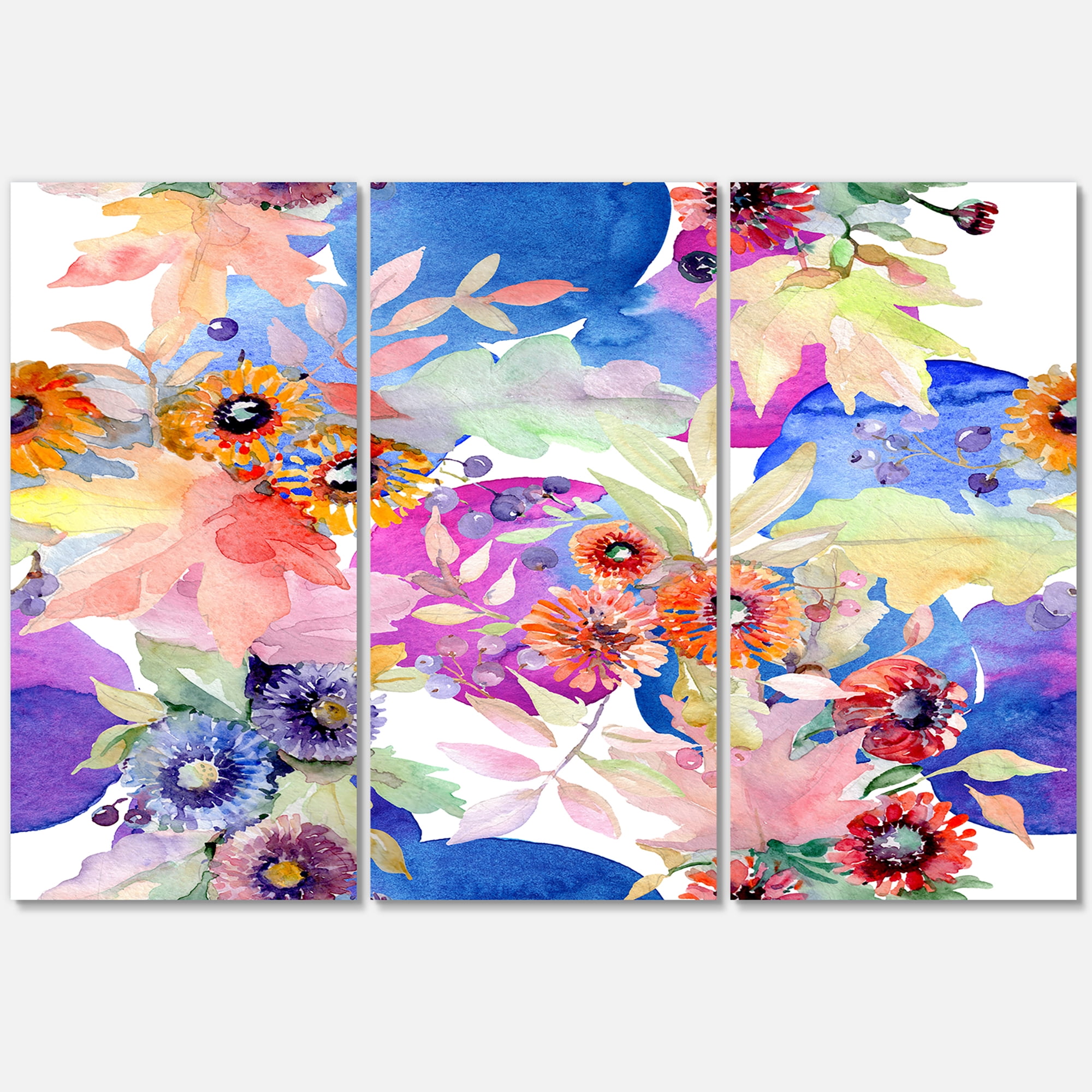 Wildflowers and Vibrant Wild Spring Leaves IV 28 in x 36 in Painting Canvas Art Print, by Designart