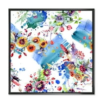 Wildflowers and Vibrant Wild Spring Leaves IX 16 in x 16 in Framed Painting Canvas Art Print, by Designart