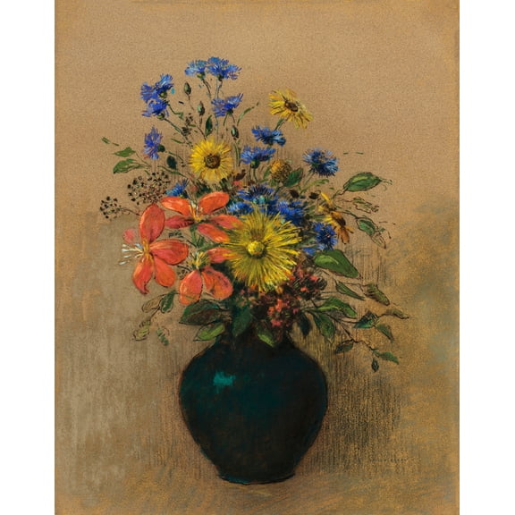 Wildflowers by Odilon Redon - 12" x 18" Art Print Wall Decor