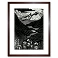 thumbnail image 1 of Wildflowers in Spring Mountain Landscape Linocut Artwork Framed Wall Art Print 9X7 Inch, 1 of 5
