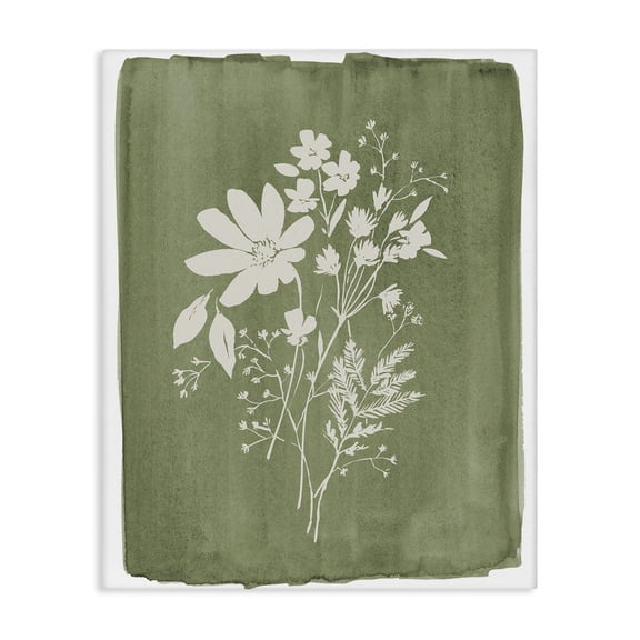 Stupell Industries Wildflowers on Olive Green Canvas Wall Art, design by Stephanie Ryan, 48 x 36