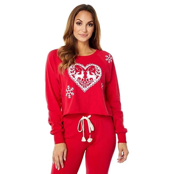 Wildfox Comet Loves Cupid Sweatshirt Women Medium Red Stretch Round Neck JDM1081