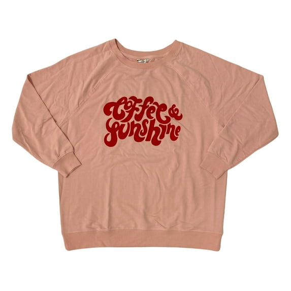 Wildfox Women's Crew Neck Lightweight Comfy Various Statements Sweatshirt (Pink/Coffee & Sunshine, XL)
