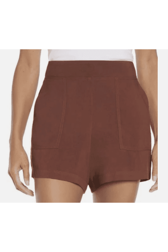 Women's Elastic Waistband Relaxed Fit Short, Brown Small