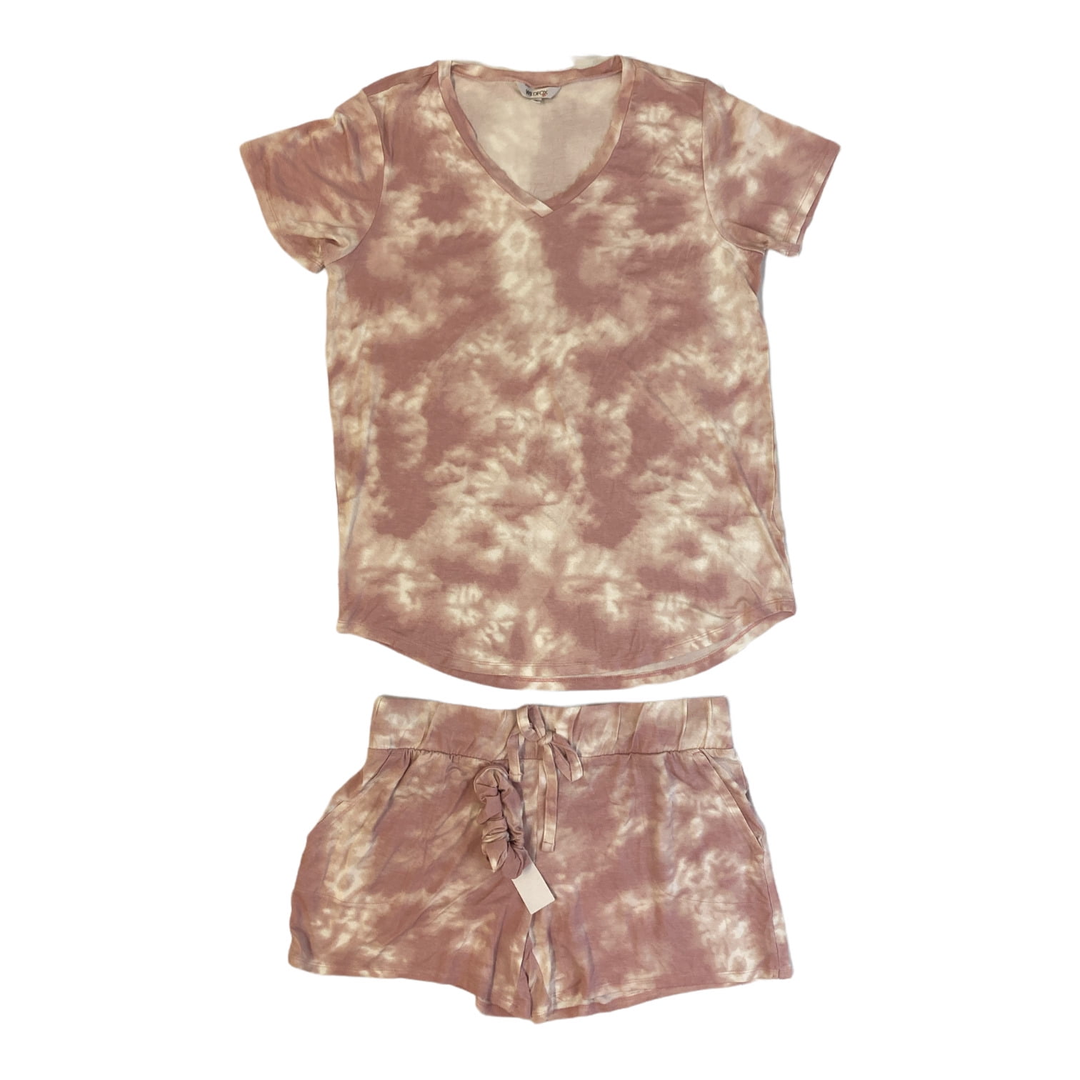 new women summer pink letter tie dye print short