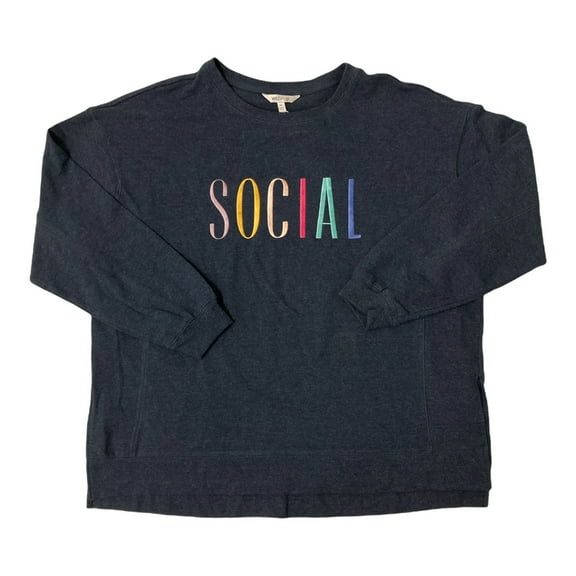 Wildfox Women's Long Sleeve French Terry Statement Sweatshirt (Navy, XS)