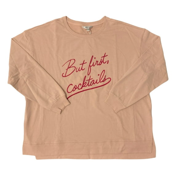 Wildfox Women's Long Sleeve French Terry Statement Sweatshirt (Peach Whip, XL)