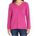 thumbnail image 1 of Wildfox Women's Long Sleeve V-Neck Haley Brushed Sweater Waffle Top (Elderberry, XXL), 1 of 3