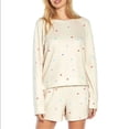 thumbnail image 1 of Wildfox Women's Relaxed Fit Super-Soft Sweatshirt & Short Lounge Set (Oatmeal Hearts, XXL), 1 of 5