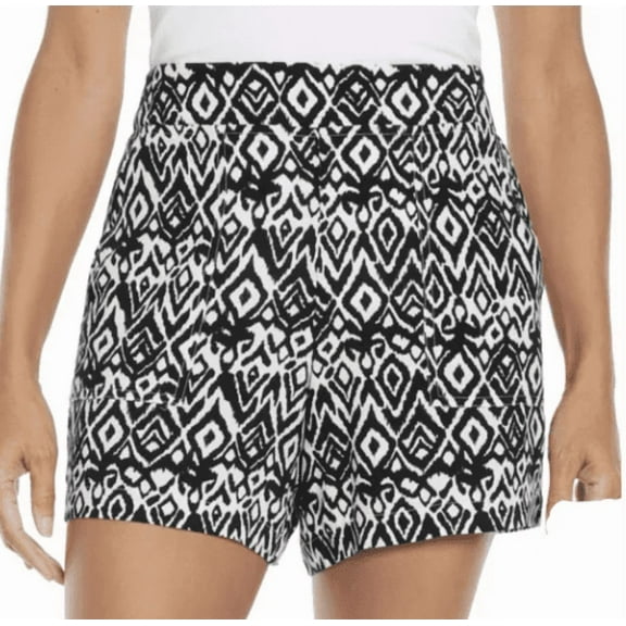 Wildfox Womens Shorts, Black White Print, 5 Inseam, Elastic Waist, Pockets, XL