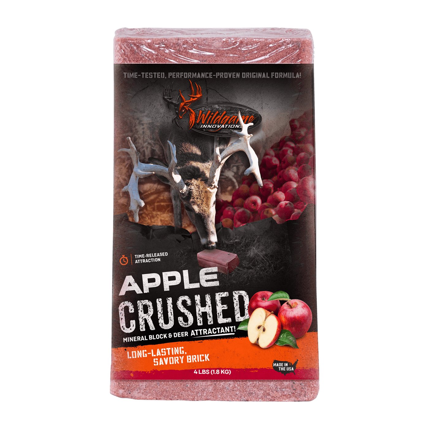 Wildgame Innovations Apple Crushed Deer Attractant Salt Block, 4 lbs