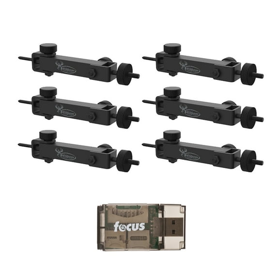 Wildgame Innovations Eco Mount (6-Pack) - Compatible with Cameras and Solar Power Packs Bundle with Card Reader (7 Items)