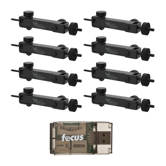 Wildgame Innovations Eco Mount (8-Pack) - Compatible with Cameras and Solar Power Packs Bundle with Card Reader (9 Items)