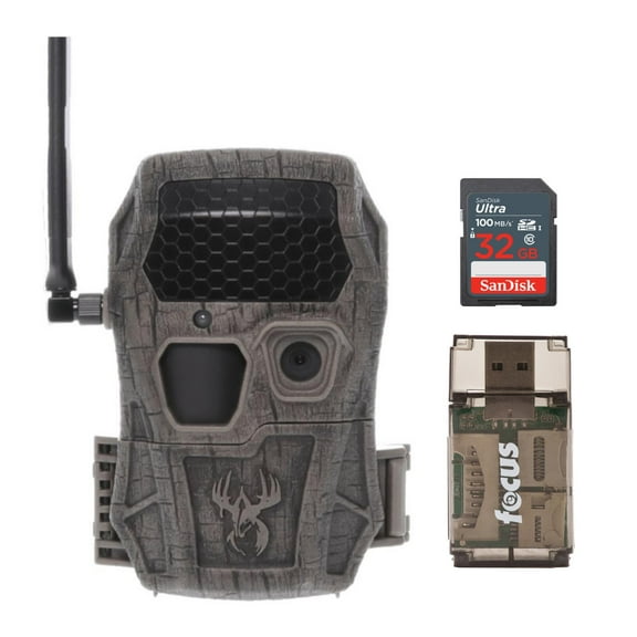 Wildgame Innovations Encounter XT Cellular 34MP Trail Camera with 720p Video Capture Bundle with 32GB Ultra SDHC UHS-I Memory Card and 4-In-1 USB Card Reader (Black) (3 Items)