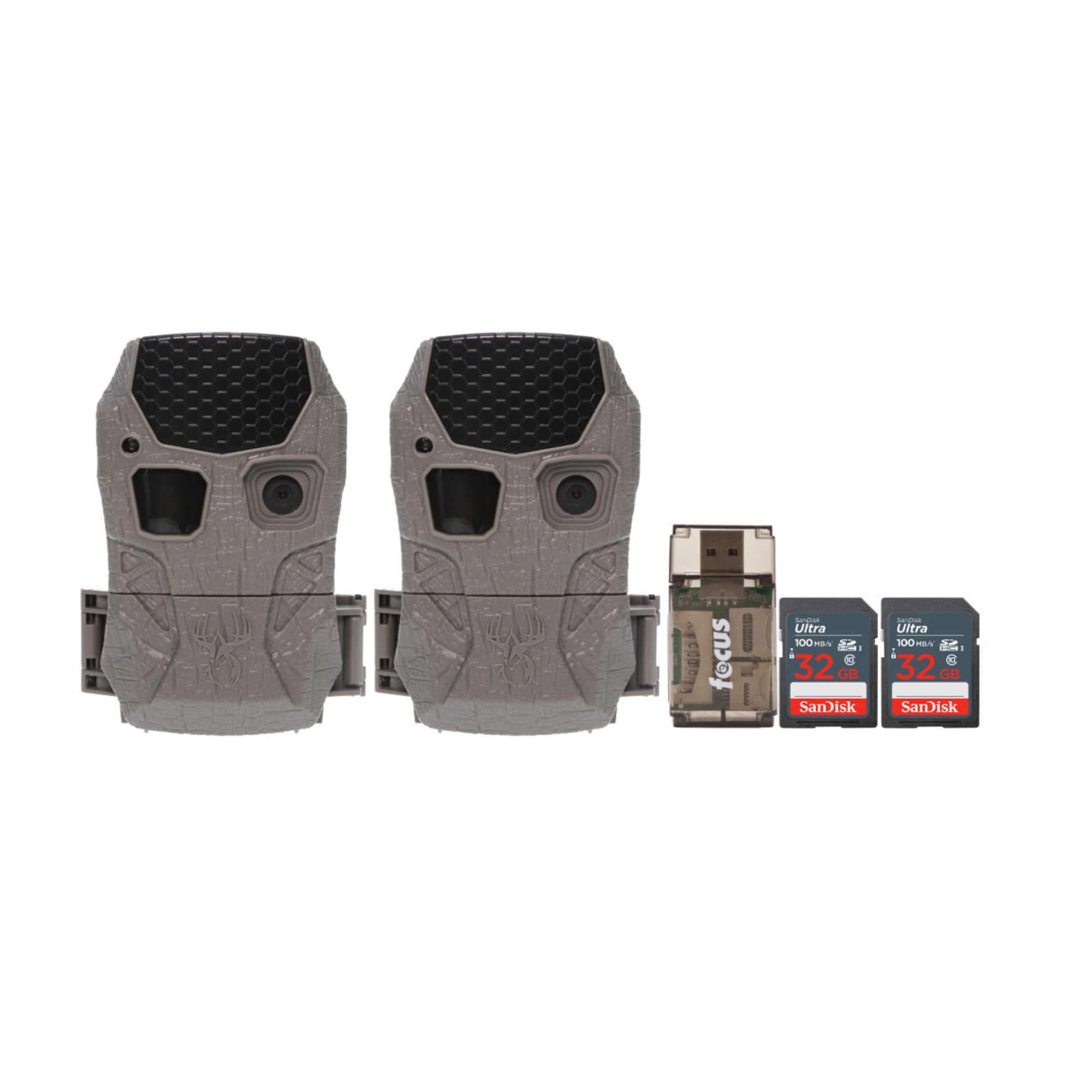 Wildgame Innovations Kicker 2.0 Lightsout Trail Camera with 18MP Resolution and 720p Video Capture (2-Pack) Bundle with All-in-One Card Reader (5 Items)