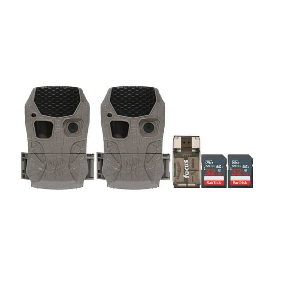 Wildgame Innovations Kicker 2.0 Lightsout Trail Camera with 18MP Resolution and 720p Video Capture (2-Pack) Bundle with All-in-One Card Reader (5 Items)