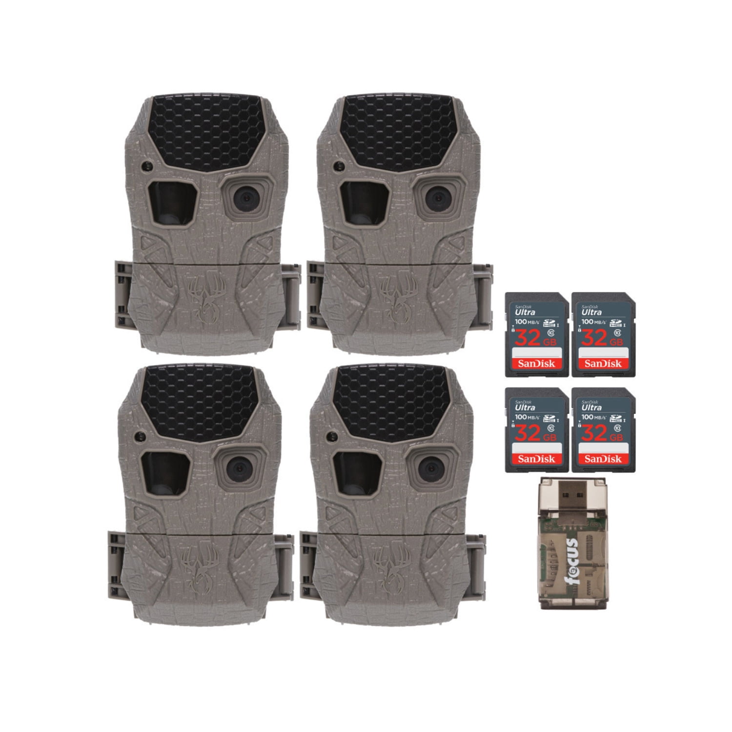 Wildgame Innovations Kicker 2.0 Lightsout Trail Camera with 18MP Resolution and 720p Video Capture (6-Pack) Bundle with All-In-One Card Reader and 32GB Ultra SDHC UHS-I Memory Card (13 Items)
