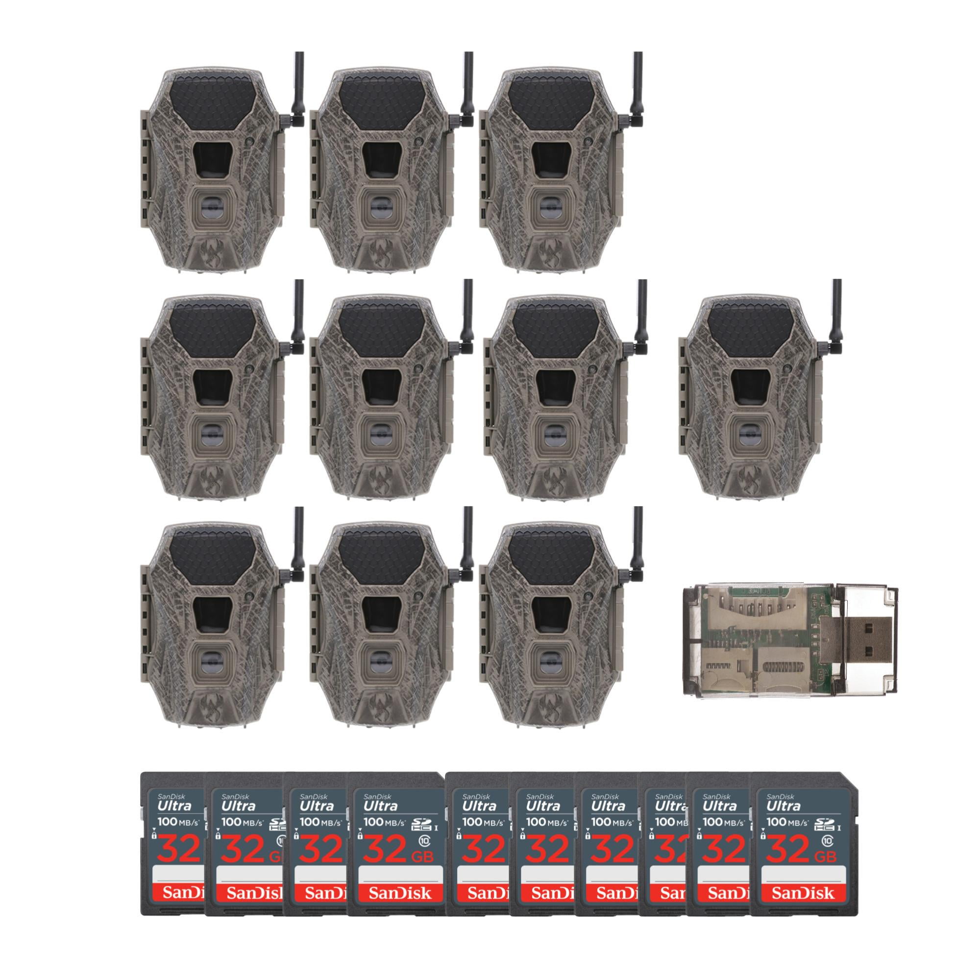 Wildgame Innovations Terra Cell 16MP Cellular Trail Camera (10-Pack) Bundle with 32GB Ultra SDHC UHS-I Memory Card (10-Pack) and USB Card Reader (21 Items)