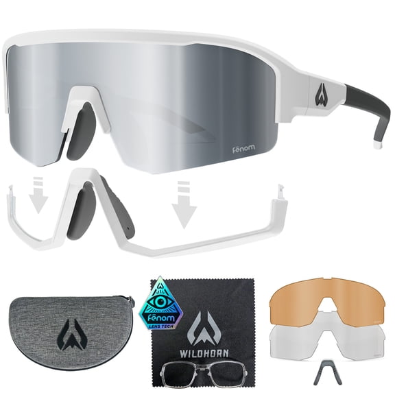 Wildhorn Radke MTB Cycling Glasses, UV400 Sports Ski Running Sunglasses for Women & Men, Baseball Glasses w/3 Swap Lenses