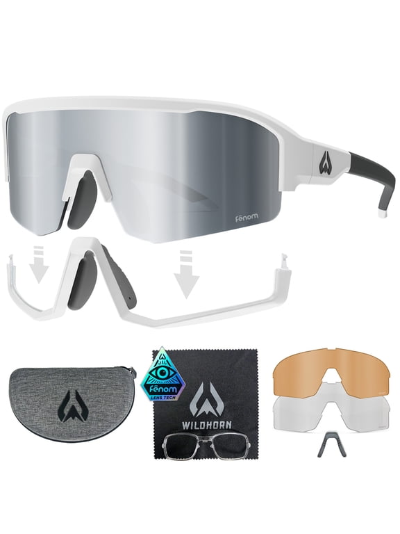 Wildhorn Radke MTB Cycling Glasses, UV400 Sports Ski Running Sunglasses for Women & Men, Baseball Glasses w/3 Swap Lenses
