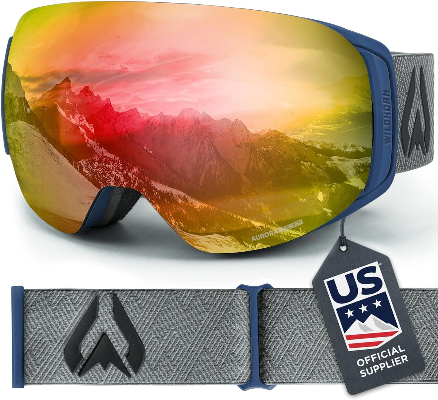 Wildhorn Roca Ski Goggles Men Women, ski goggles kid.Anti-Fog/Scratch 100% UV-Magnetic Lens-Snowboard  Goggles Men Women Adult