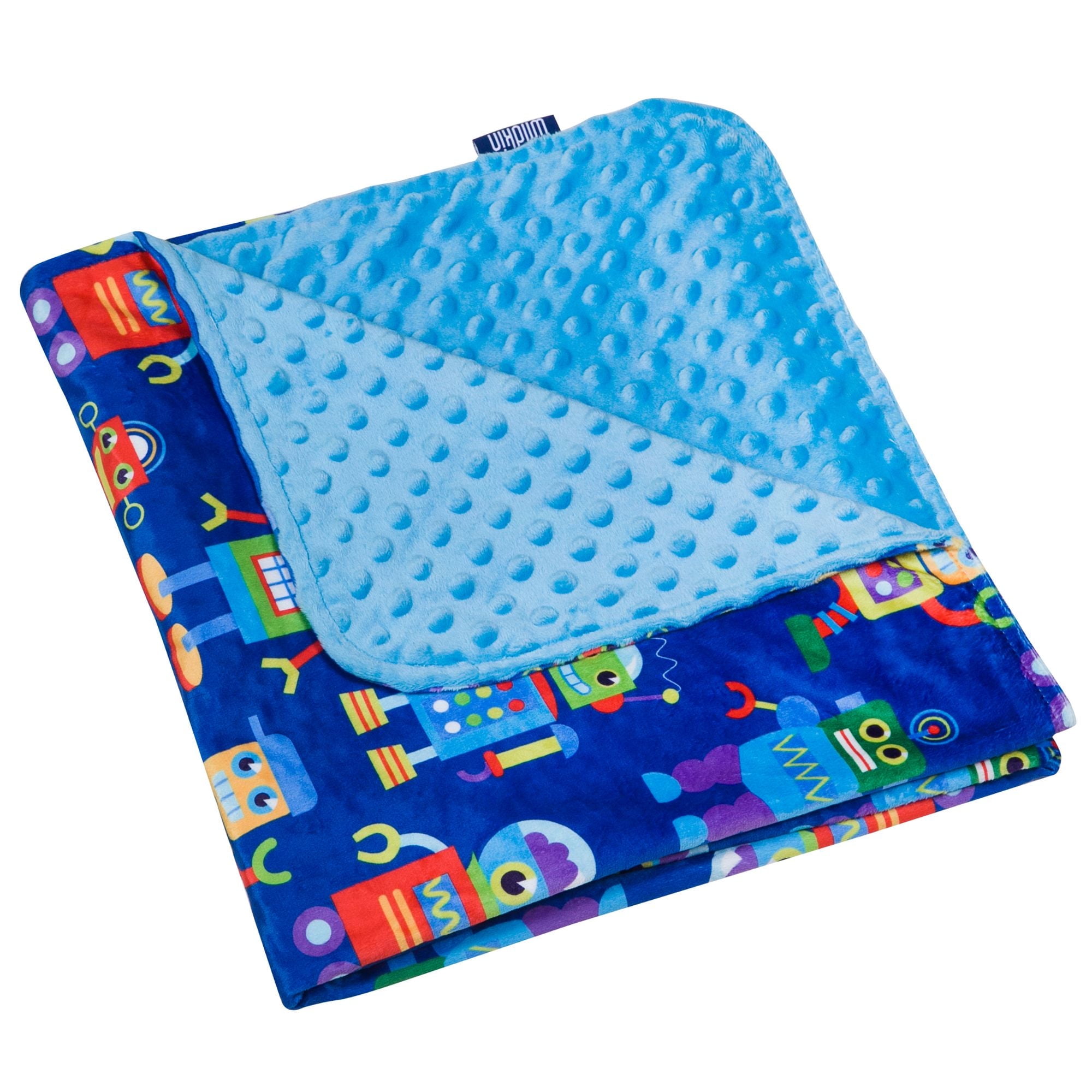 Wildkin Baby Plush Velour Blanket for Girls and Boys (Robots Blue)