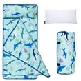 thumbnail image 1 of Wildkin Day2Day Nap Mat for Toddler Boys and Girls, Daycare and Preschool, Roll-up Design (Shark Attack Blue), 1 of 7