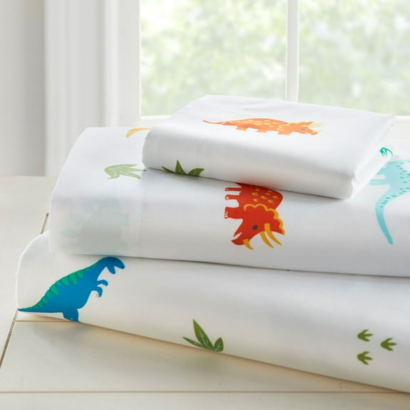Wildkin Jurassic Dinosaurs Microfiber Sheet Set - Toddler in Blue, for Boys unisex (Jurassic Dinosaurs)
