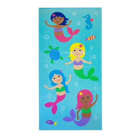 Wildkin Kids 100% Cotton Beach Towel for Boys and Girls (Mermaids)