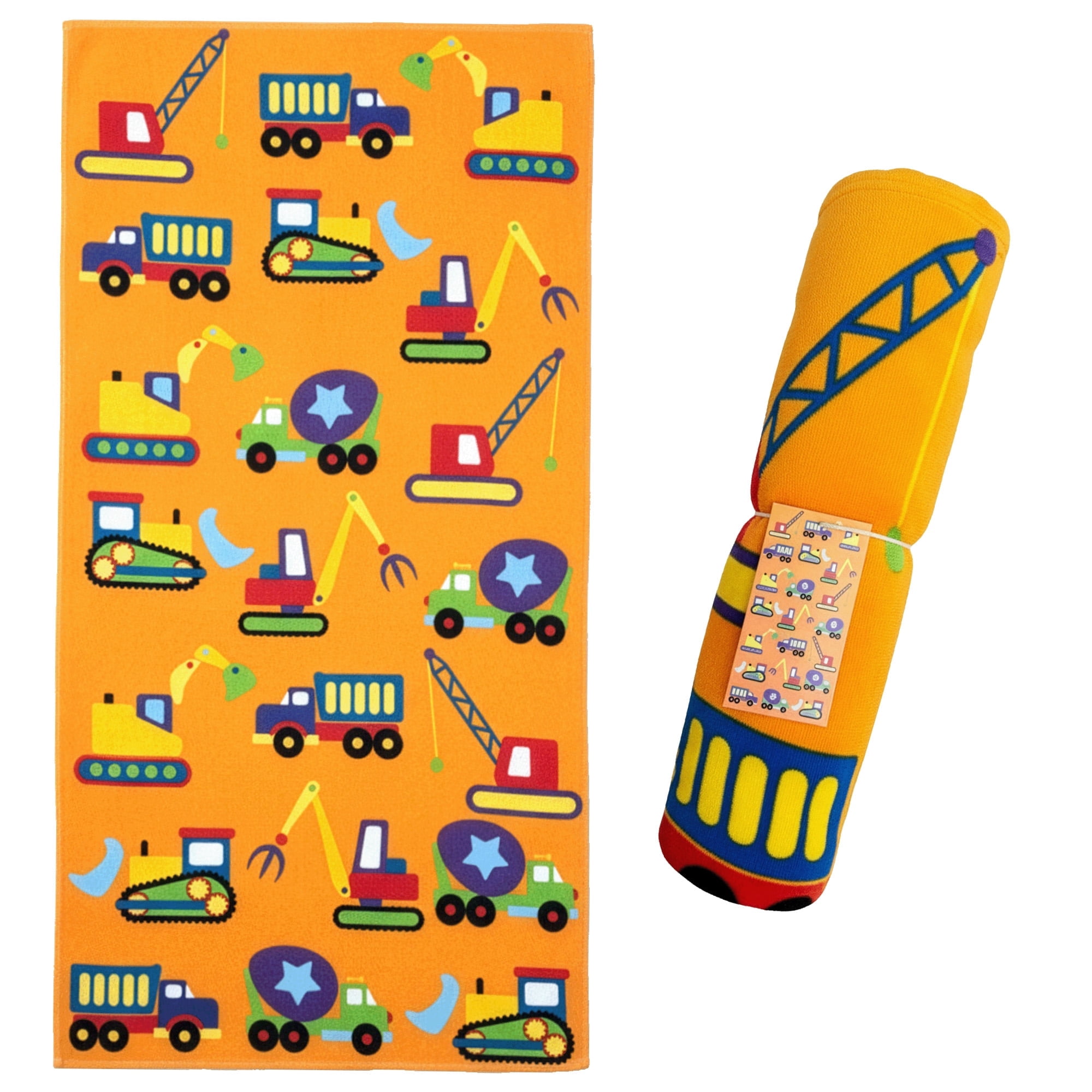 Wildkin Kids 100% Cotton Beach Towel for Boys and Girls (Under Construction)