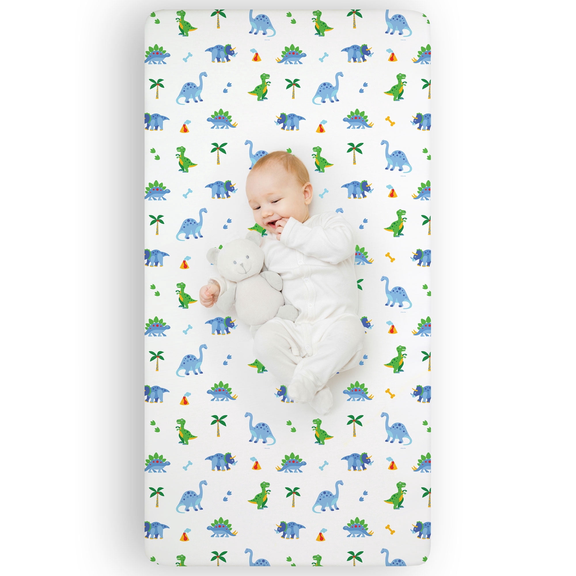 Wildkin Kids 100% Cotton Fitted Crib Sheet for Boys and Girls (Dinosaur Land Blue)