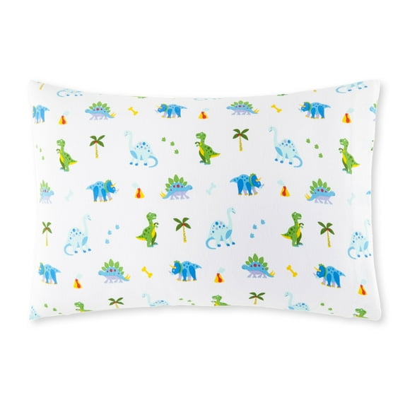 Wildkin Kids 100% Cotton Flannel Standard Pillowcase for Boys and Girls - 30 x 20 Inches (Dinosaur Land Blue)