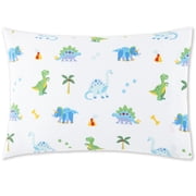 Wildkin Kids 100% Cotton Hypoallergenic Toddler Pillowcase for Boys and Girls - 13.5 x 19 Inches (Dinosaur Land Blue)