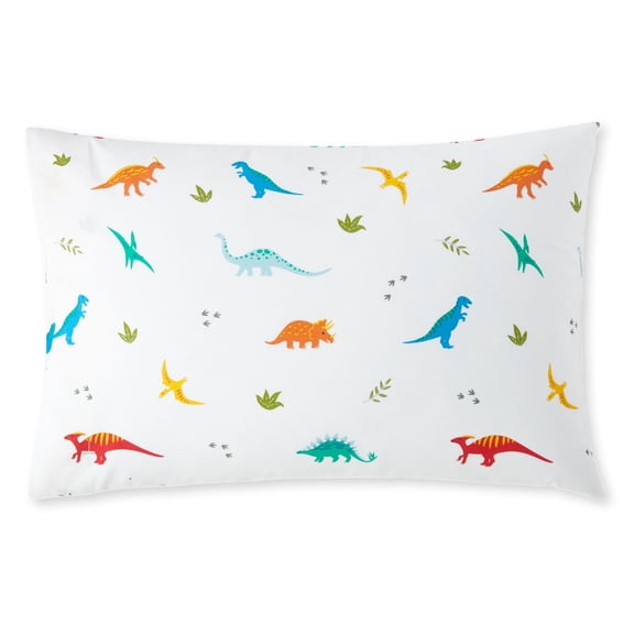 Wildkin Kids 100% Cotton Percale Standard Pillowcase for Boys and Girls - 30 x 20 Inches Inches (Jurassic Dinosaurs Blue)
