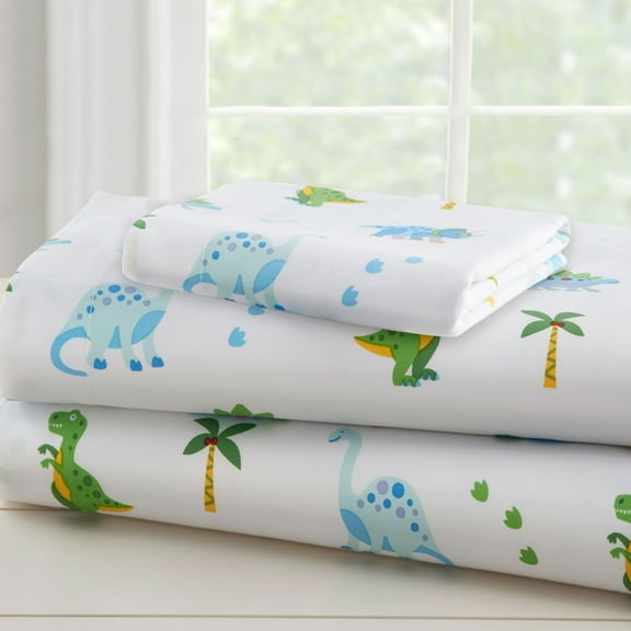 Wildkin Kids 100% Cotton Sheet Set for Boys and Girls - Toddler (Dinosaur Land Blue)