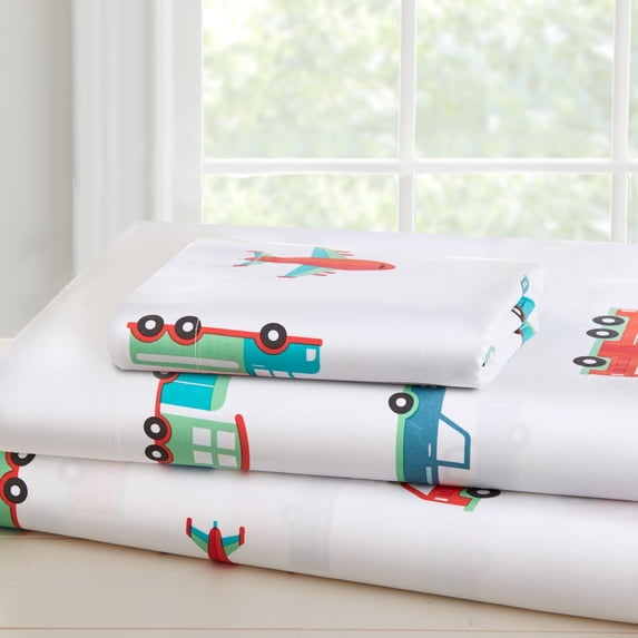 Wildkin Kids 100% Cotton Sheet Set for Boys and Girls - Twin (Transportation)