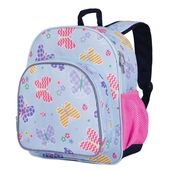 Wildkin Kids 12 Inch Backpack for Toddler Boys and Girls, Insulated Front Pocket (Butterfly Garden Blue)