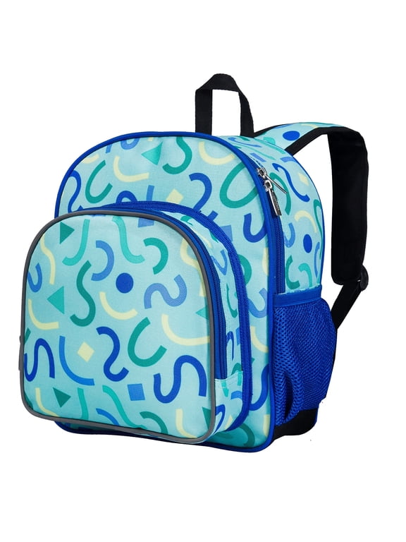 Kids 12 Inch Backpack for Toddler Boys and Girls, Insulated Front Pocket (Confetti Blue)