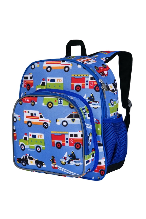 Kids 12 Inch Backpack for Toddler Boys and Girls, Insulated Front Pocket (Heroes Blue)
