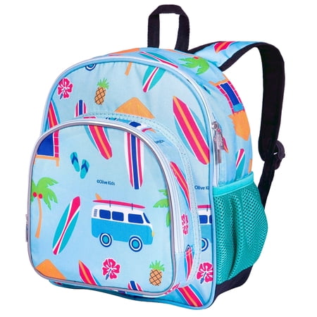 Wildkin Kids 12 Inch Backpack for Toddler Boys and Girls, Insulated Front Pocket (Surf Shack Blue)